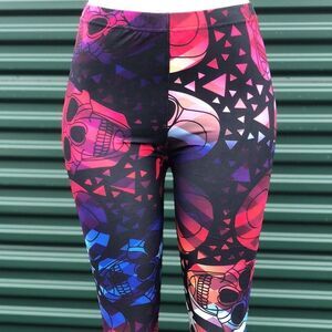 Colorful Skulls Halloween Adult Leggings…